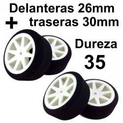4 WHEELS 1/10 FOAM - Hardness 35, 2 of the 26mm and 2 of the 30mm - 1/10 TOURING ONROAD
