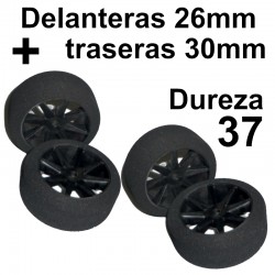 4 RUEDAS 1/10 ESPUMA- Dureza 37, 2 del.26mm y 2 tra.30mm - 1/10 TOURING ONROAD