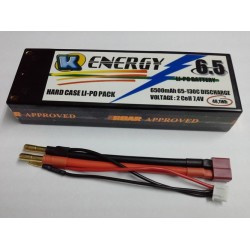 Battery 6500mAh Lipo 2S 65/130C Hard Case K-Energy
