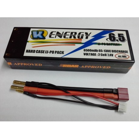 Battery 6500mAh Lipo 2s 65/130C Hard Case K-Energy